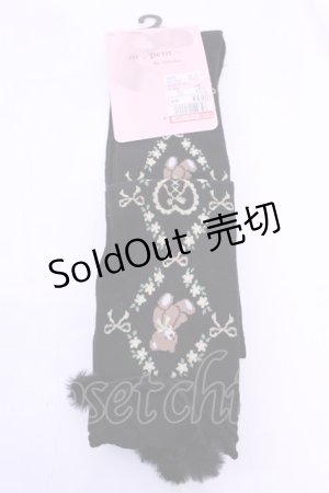 画像: m petit by misako / AMOKクマポンポン　オーバーニーソックス 23〜25ｃｍ クロ O-25-12-04-1041-LO-ZA-OW-OS