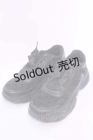 画像: m petit by misako / ハートチュールスニーカー LL クロ O-25-12-04-1042-LO-SH-OW-OS