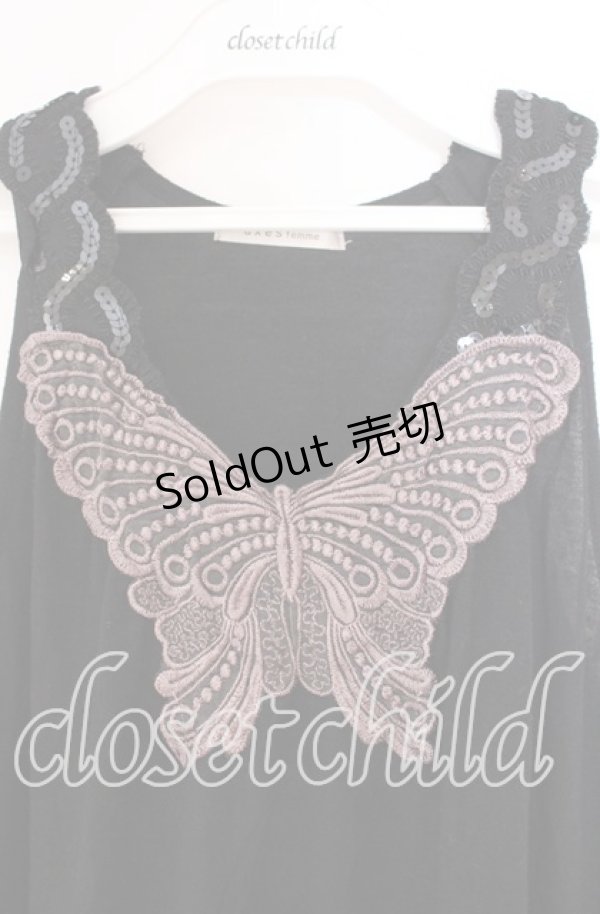 画像2: axes femme / バタフライレース使いAラインタンクトップ M クロ O-25-12-04-007-AX-TO-OW-OS (2)