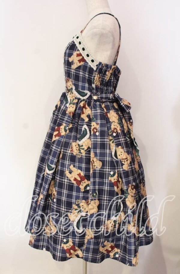 画像3: axes femme kawaii / ロイヤルベアーズ柄ジャンスカ  ネイビー O-25-12-04-064-AX-OP-IG-OS (3)