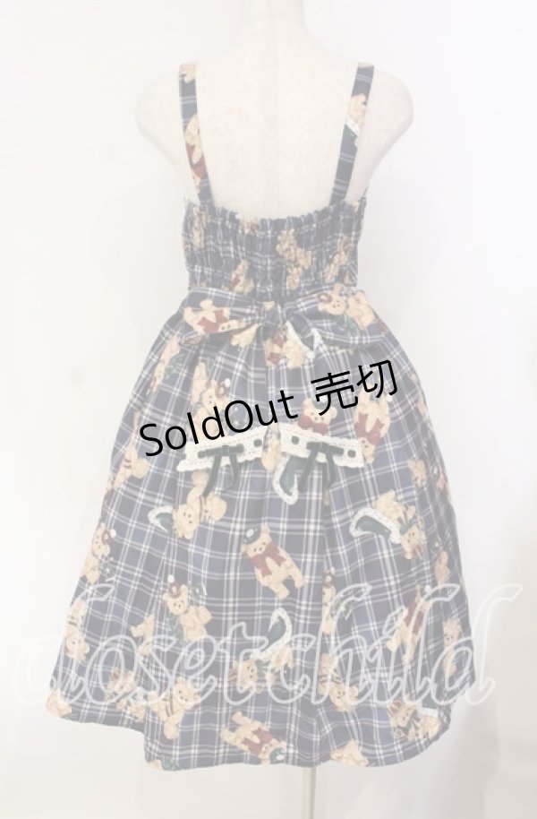 画像4: axes femme Kawaii / ロイヤルベアーズ柄ジャンスカ  ネイビー O-25-12-04-064-AX-OP-IG-OS (4)