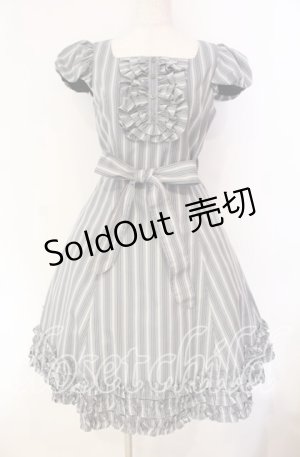 画像: Victorian maiden / レジメンタルストライプフリルドレス  グレー O-25-12-04-066-CL-OP-IG-OS