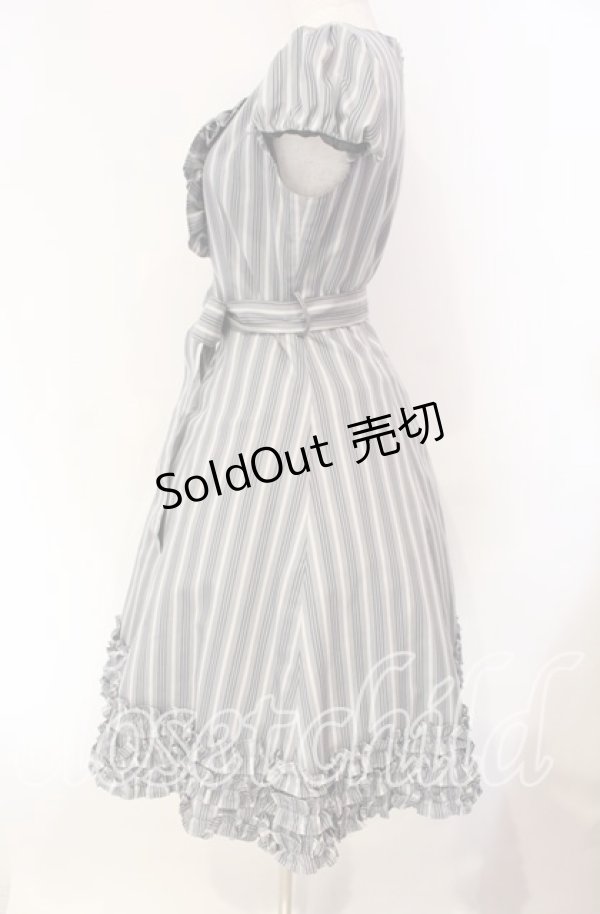 画像3: Victorian maiden / レジメンタルストライプフリルドレス  グレー O-25-12-04-066-CL-OP-IG-OS (3)
