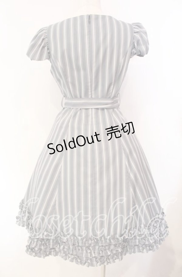 画像4: Victorian maiden / レジメンタルストライプフリルドレス  グレー O-25-12-04-066-CL-OP-IG-OS (4)