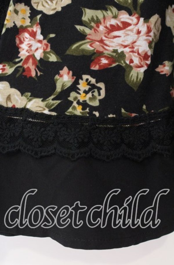 画像2: axes femme / 花柄パッチワークスカート M クロ O-25-12-04-008-AX-SK-OW-OS (2)