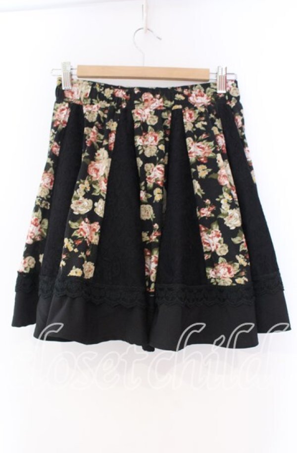 画像3: axes femme / 花柄パッチワークスカート M クロ O-25-12-04-008-AX-SK-OW-OS (3)