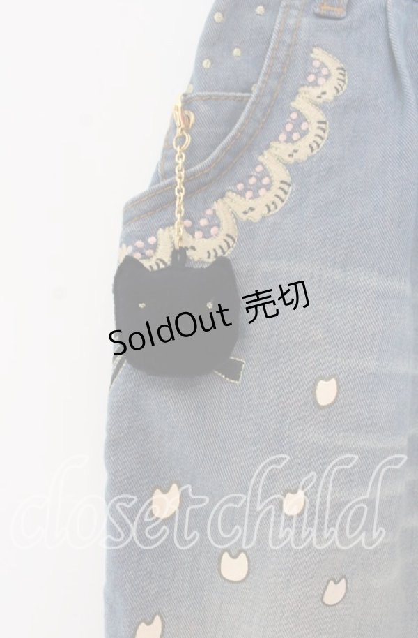 画像2: Franche Lippee / ねこモチーフ付きデニムスカート S ブルー O-25-12-04-009-LO-SK-OW-OS (2)