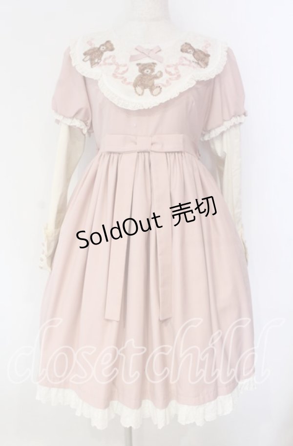 画像1: Sing A Lullaby For You【海外ロリィタ】 / くまさん刺繍ワンピース  ピンク O-25-12-04-078-LO-OP-IG-OS (1)