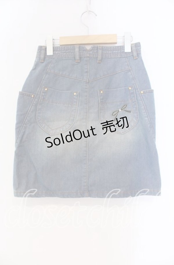 画像3: Franche Lippee / ねこモチーフ付きデニムスカート S ブルー O-25-12-04-009-LO-SK-OW-OS (3)