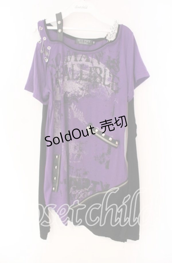 画像1: SEX POT ReVeNGe / アームカバー付きアシンメトリーカットソー S ブラックｘパープル O-25-12-04-012-SP-TO-YM-OS (1)