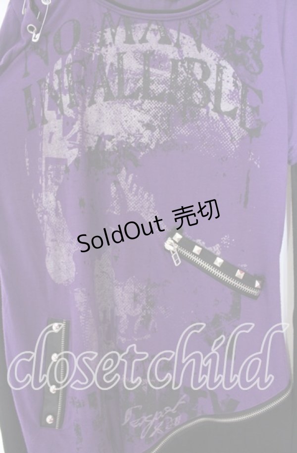 画像2: SEX POT ReVeNGe / アームカバー付きアシンメトリーカットソー S ブラックｘパープル O-25-12-04-012-SP-TO-YM-OS (2)