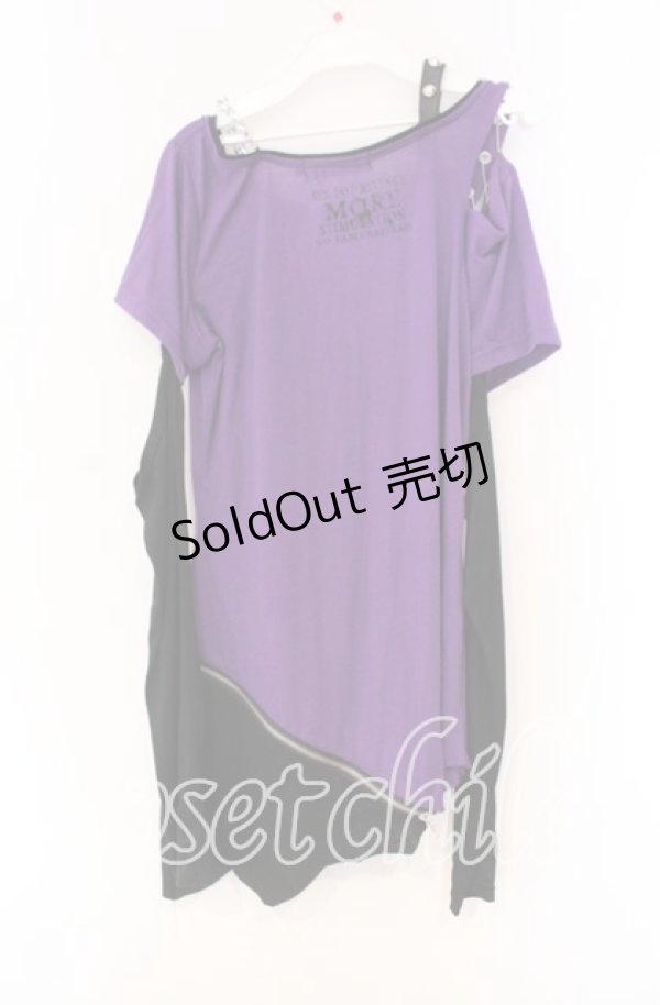 画像3: SEX POT ReVeNGe / アームカバー付きアシンメトリーカットソー S ブラックｘパープル O-25-12-04-012-SP-TO-YM-OS (3)