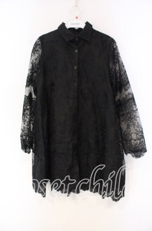 画像: Drug Honey / シースルージャガードシャツ  ブラック O-25-12-04-013-PU-BL-YM-OS