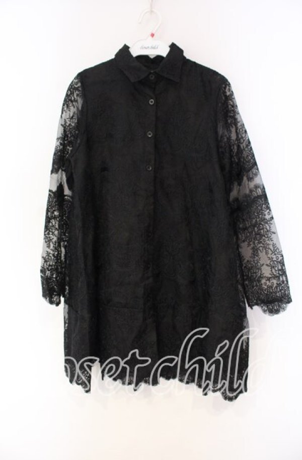 画像1: Drug Honey / シースルージャガードシャツ  ブラック O-25-12-04-013-PU-BL-YM-OS (1)