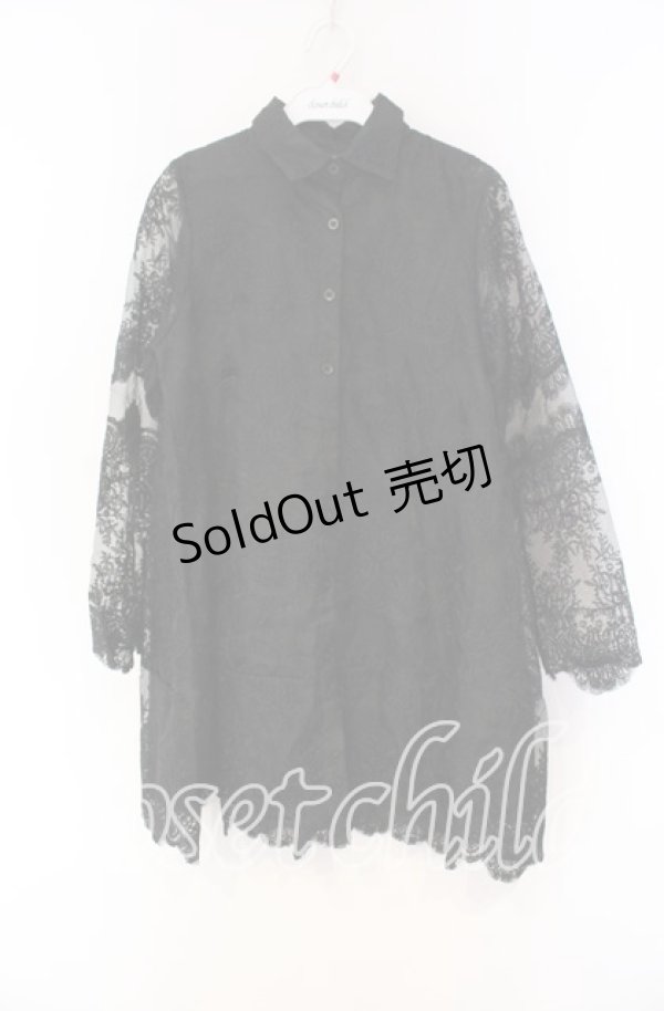 画像1: Drug Honey / シースルージャガードシャツ  ブラック O-25-12-04-013-PU-BL-YM-OS (1)