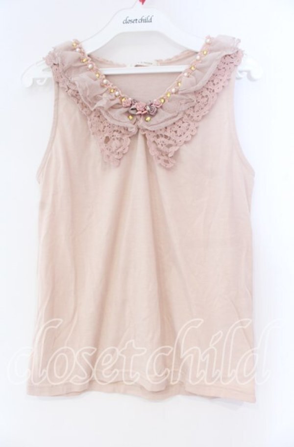 画像1: axes femme / コットンレース襟付タンク M ピンク O-25-12-04-003-AX-TO-OW-OS (1)
