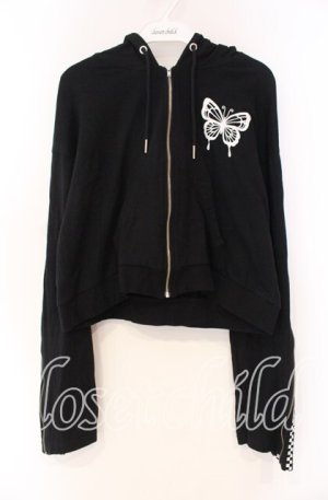 画像: Jamie エーエヌケー / ロゴラインショートパーカー M クロ O-25-12-04-027-LO-TO-OW-OS