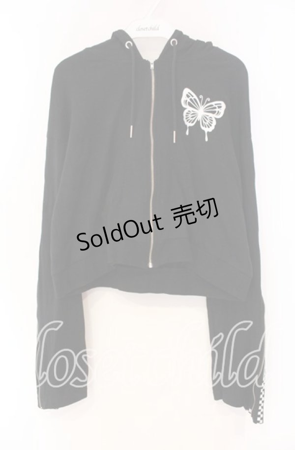 画像1: Jamie エーエヌケー / ロゴラインショートパーカー M クロ O-25-12-04-027-LO-TO-OW-OS (1)