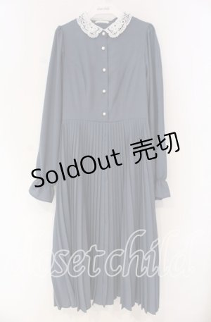 画像: m petit by misako / AM*レースエリプリーツワンピース L ブルー O-25-12-04-028-LO-OP-OW-OS