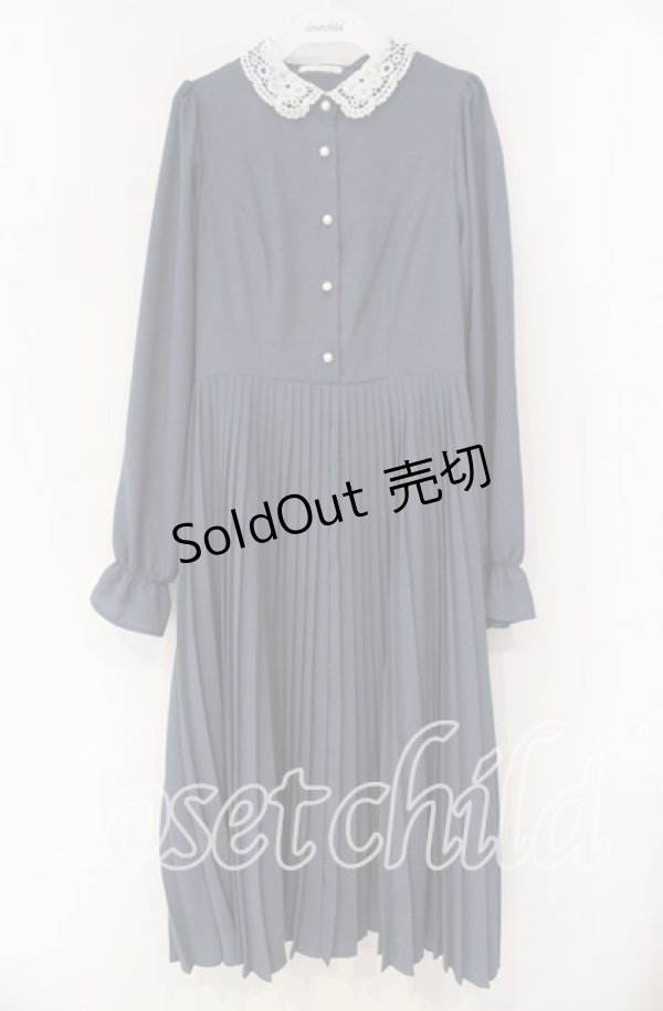 画像1: m petit by misako / AM*レースエリプリーツワンピース L ブルー O-25-12-04-028-LO-OP-OW-OS (1)