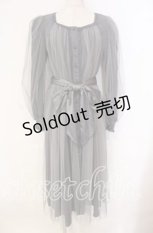 画像: Vallee lys / ソフトチュールブラウスワンピース  ブルーグレー O-25-12-04-029-GO-OP-OW-ZT049