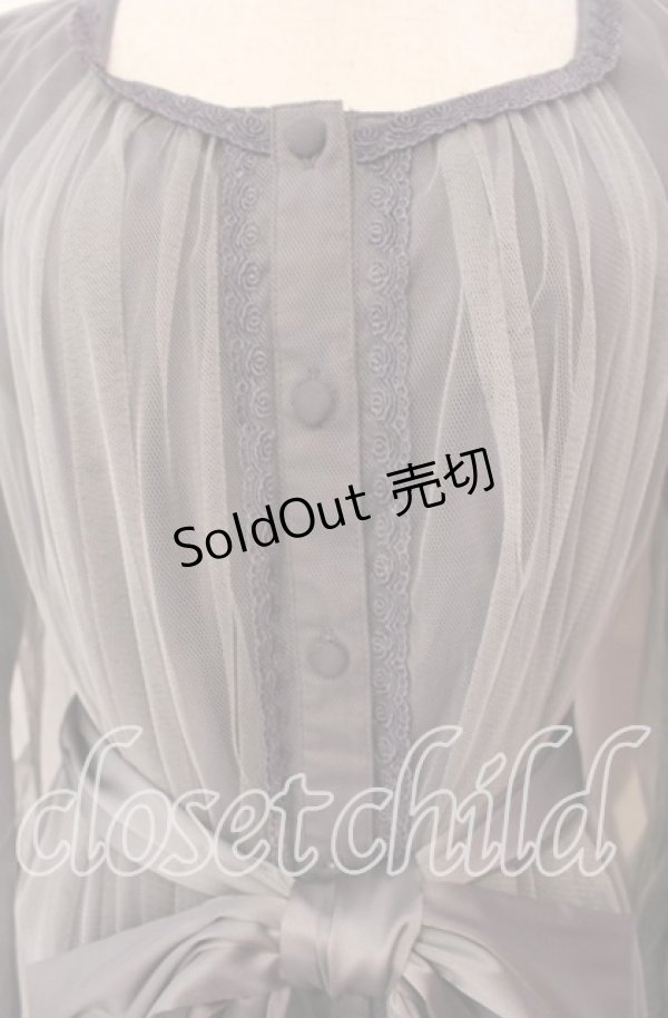 画像2: Vallee lys / ソフトチュールブラウスワンピース  ブルーグレー O-25-12-04-029-GO-OP-OW-ZT049 (2)