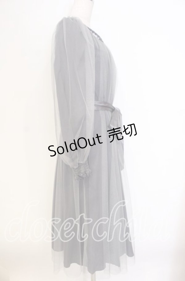 画像3: Vallee lys / ソフトチュールブラウスワンピース  ブルーグレー O-25-12-04-029-GO-OP-OW-ZT049 (3)