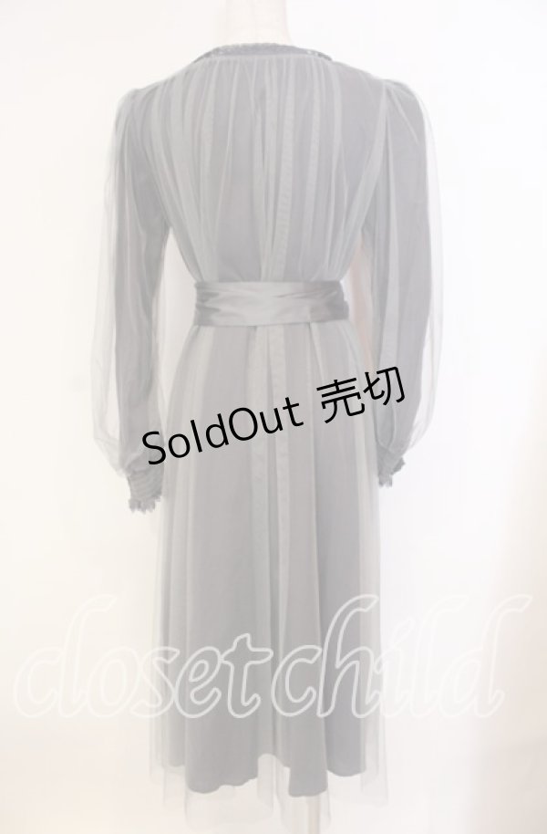 画像4: Vallee lys / ソフトチュールブラウスワンピース  ブルーグレー O-25-12-04-029-GO-OP-OW-ZT049 (4)