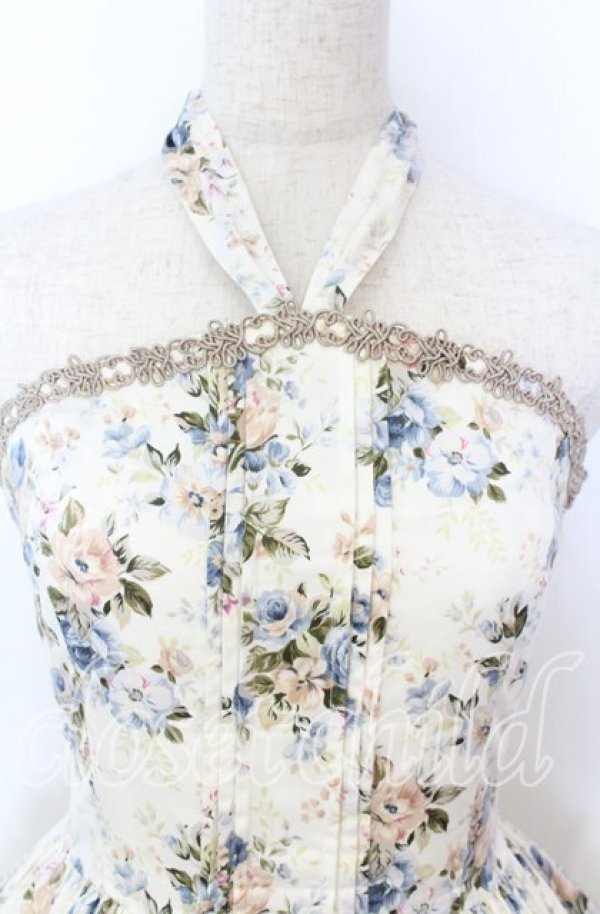 ロココブーケ　ドレス　JSK　ブルー Rococo Bouquet Print Frill JSK by Victorian Maiden