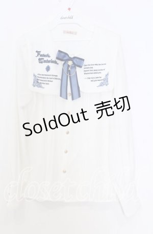 画像: Amavel / Mysterious Books ブラウス  シロ×ブルー O-25-12-05-033-CA-BL-IG-OS