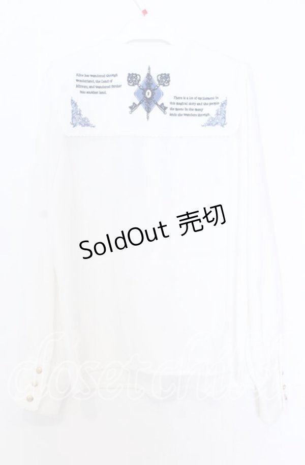 画像3: Amavel / Mysterious Books ブラウス  シロ×ブルー O-25-12-05-033-CA-BL-IG-OS (3)