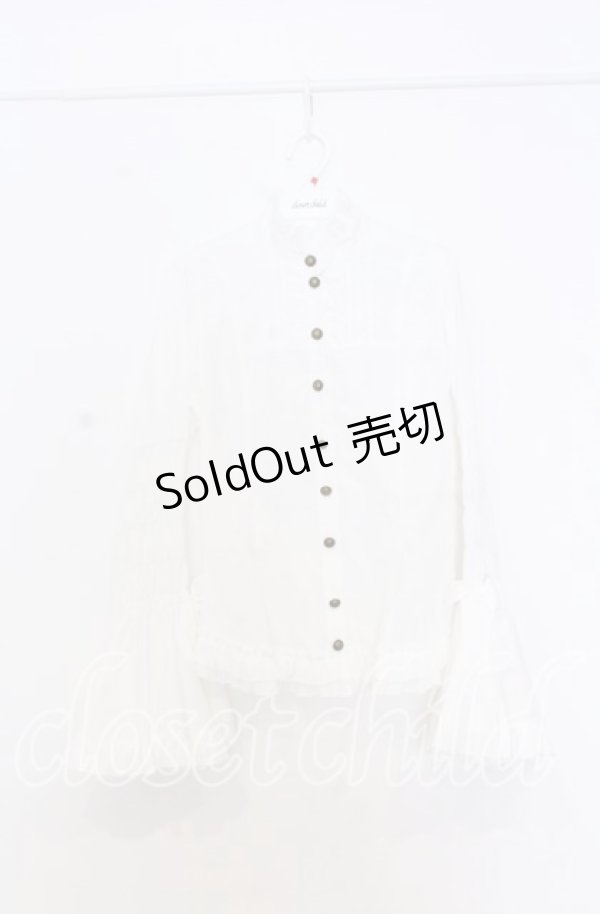 画像1: metamorphose / シャーリング姫袖ブラウス（梨地）  シロ O-25-12-05-034-ME-BL-IG-OS (1)