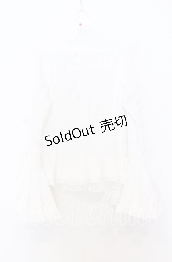 画像4: metamorphose / シャーリング姫袖ブラウス（梨地）  シロ O-25-12-05-034-ME-BL-IG-OS (4)