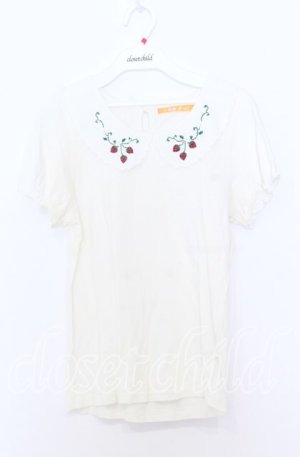 画像: Fi.n.t / いちごステッチパフTシャツ  アイボリー O-25-12-05-039-CA-TO-IG-OS