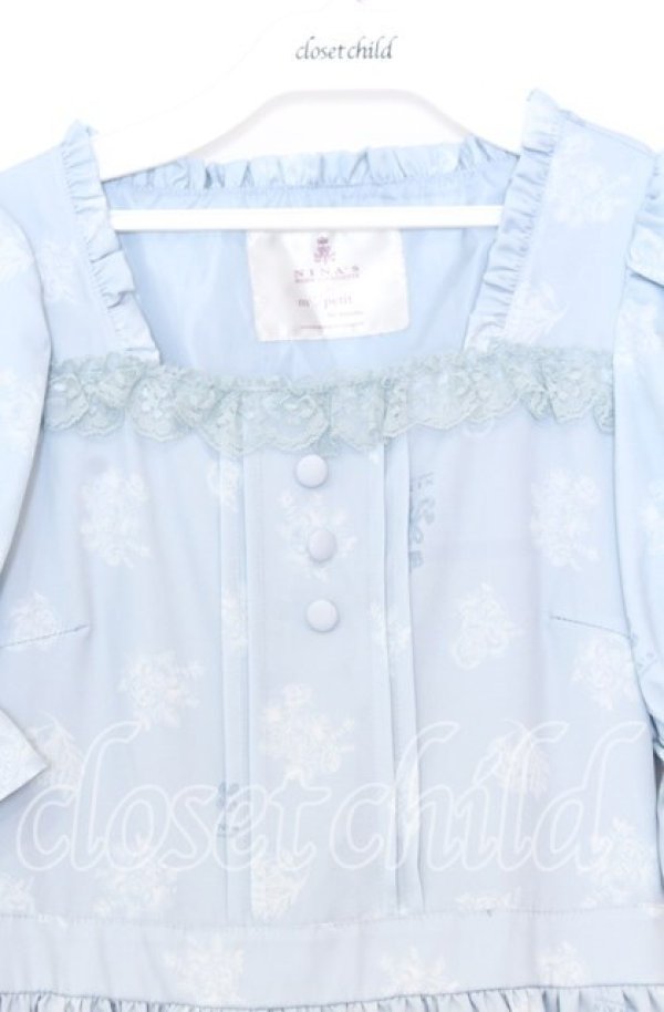 画像2: m petit by misako / NINA'S 花柄スクエアネックワンピース Ｓ サックス O-25-12-05-042-LO-OP-IG-ZT518 (2)