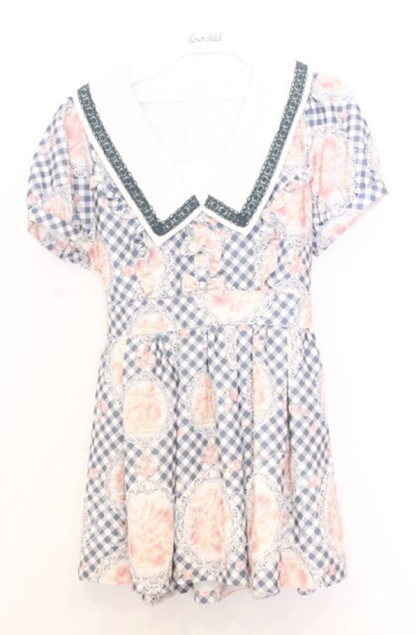 画像1: LIZ LISA / 花柄×チェックトップス O グレー O-25-12-05-048-LO-TO-YM-OS (1)