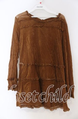 画像: INGEBORG / ドットチュールベロアカットソー  ブラウン O-25-12-05-1045-LO-TO-IG-OS