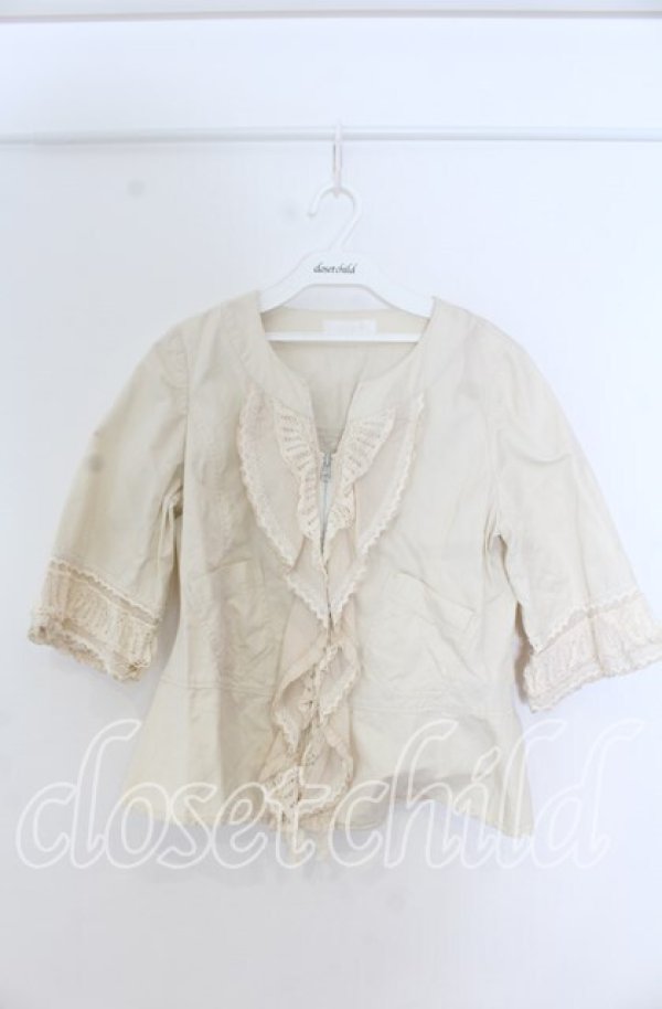 画像1: PINK HOUSE / ラッフルフリル使いジャケット M キナリ O-25-12-05-1046-LO-TO-OW-ZT479 (1)