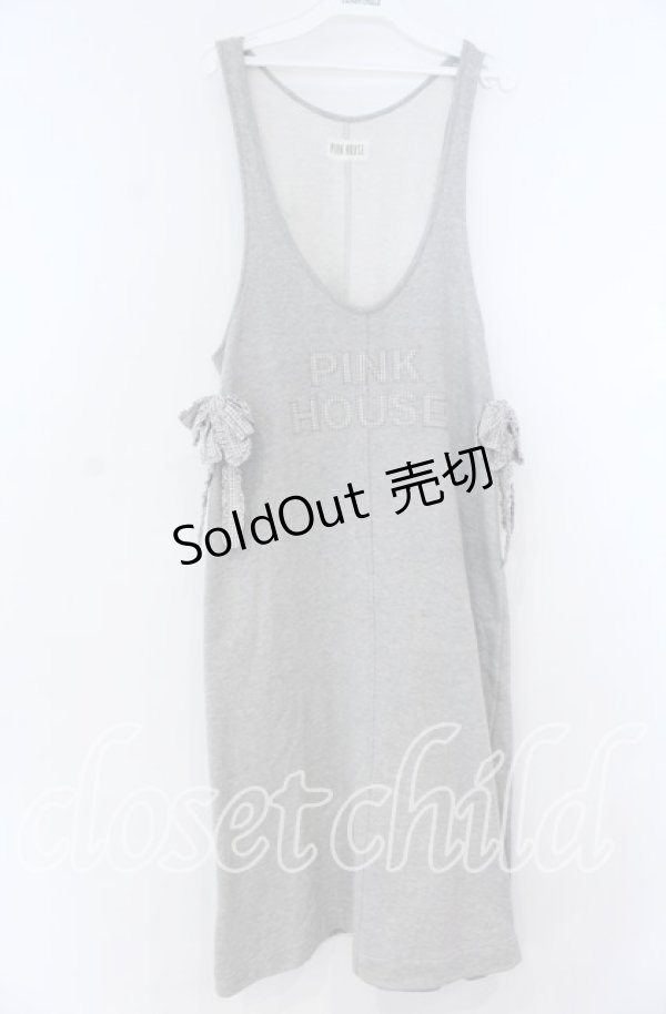 画像1: PINK HOUSE / ギンガムロゴ使いワンピース  グレー O-25-12-05-1048-LO-OP-OW-OS (1)