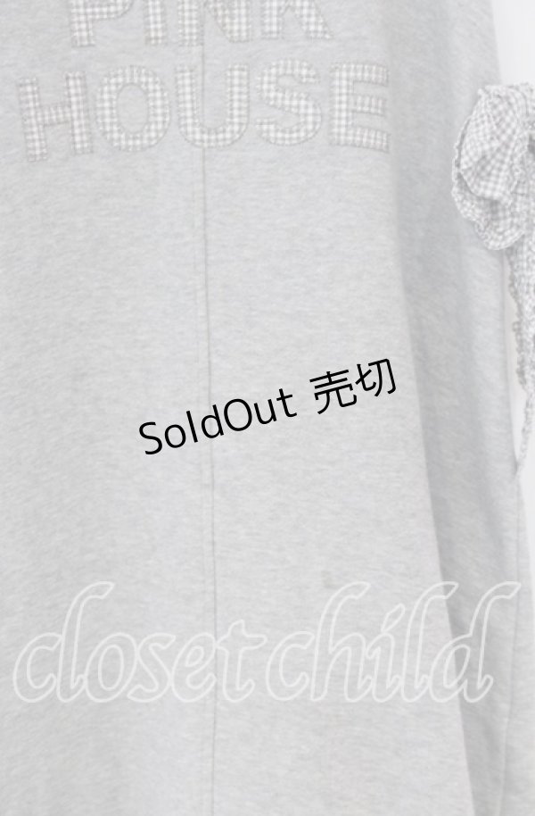 画像2: PINK HOUSE / ギンガムロゴ使いワンピース  グレー O-25-12-05-1048-LO-OP-OW-OS (2)