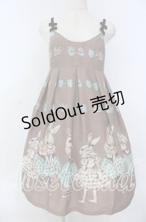 画像: Emily Temple cute / ラビットバレリーナプリントノースリーブワンピース  ブラウン O-25-12-05-1009-ET-OP-OW-OS