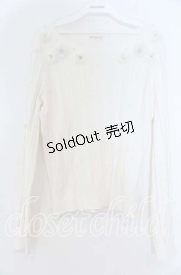 画像1: axes femme / フラワーモチーフ使いニットプル M キナリ O-25-12-05-1015-AX-TO-OW-OS (1)