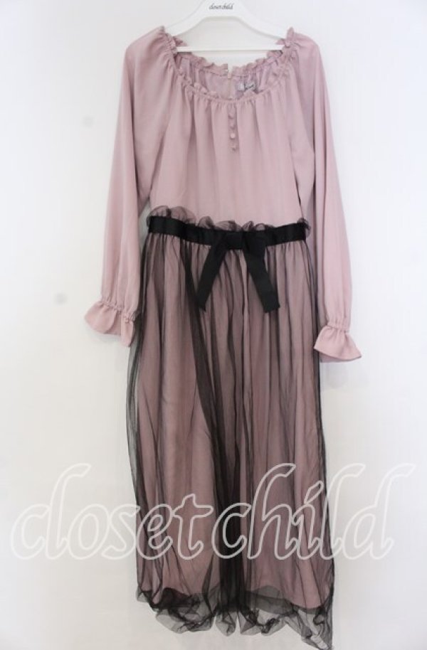 画像1: Ank Rouge / チュールドッキングワンピース M ピンク×クロ O-25-12-05-1023-CA-OP-OW-ZT524 (1)