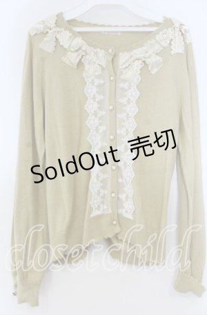 画像: axes femme / サテンリボンニットカーデ M イエロー O-25-12-05-1024-AX-TO-OW-OS