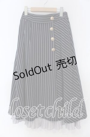 画像: axes femme / ストライプ柄ミディスカート F ネイビー O-25-12-05-1029-AX-SK-OW-OS