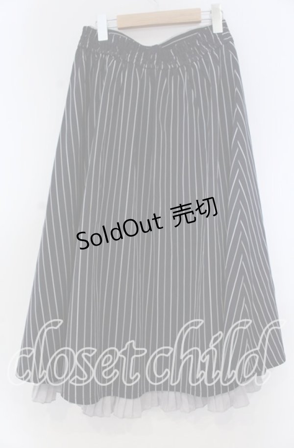 画像3: axes femme / ストライプ柄ミディスカート F ネイビー O-25-12-05-1029-AX-SK-OW-OS (3)