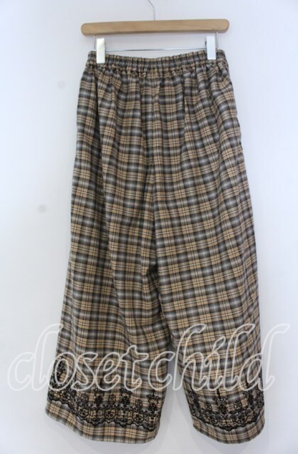 画像2: axes femme / チェックフロッキーワイドパンツ M ベージュ O-25-12-05-1032-AX-PA-OW-OS (2)