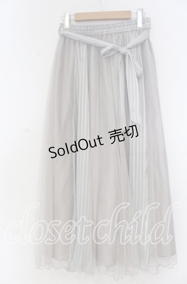 画像1: axes femme / ストライプサテンチュールスカート M ブルーグレー O-25-12-05-1033-AX-SK-OW-OS (1)