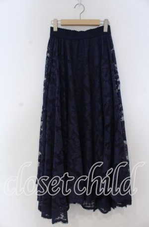 画像: axes femme / レースサーキュラースカート F ネイビー O-25-12-05-1035-AX-SK-OW-OS