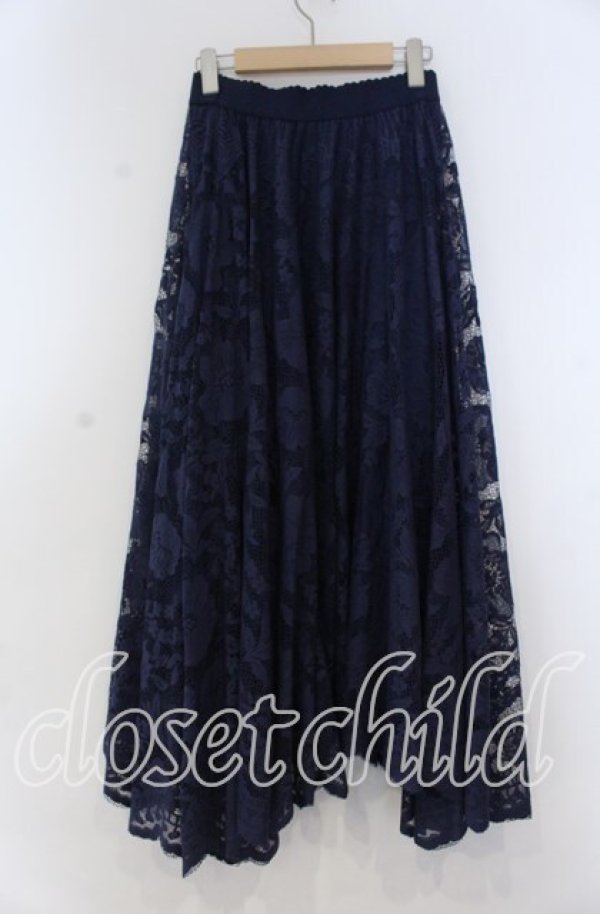 画像2: axes femme / レースサーキュラースカート F ネイビー O-25-12-05-1035-AX-SK-OW-ZT523 (2)